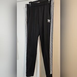 Adidas Black and White Sweatpants with Signature Stripes